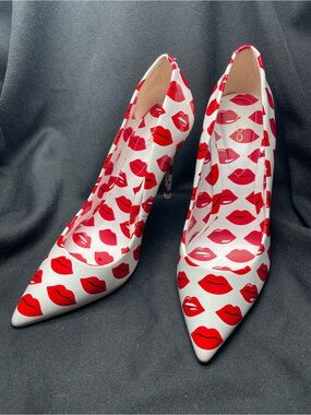 ALDO Stessy K-59 White/Red Lip Stiletto Pump